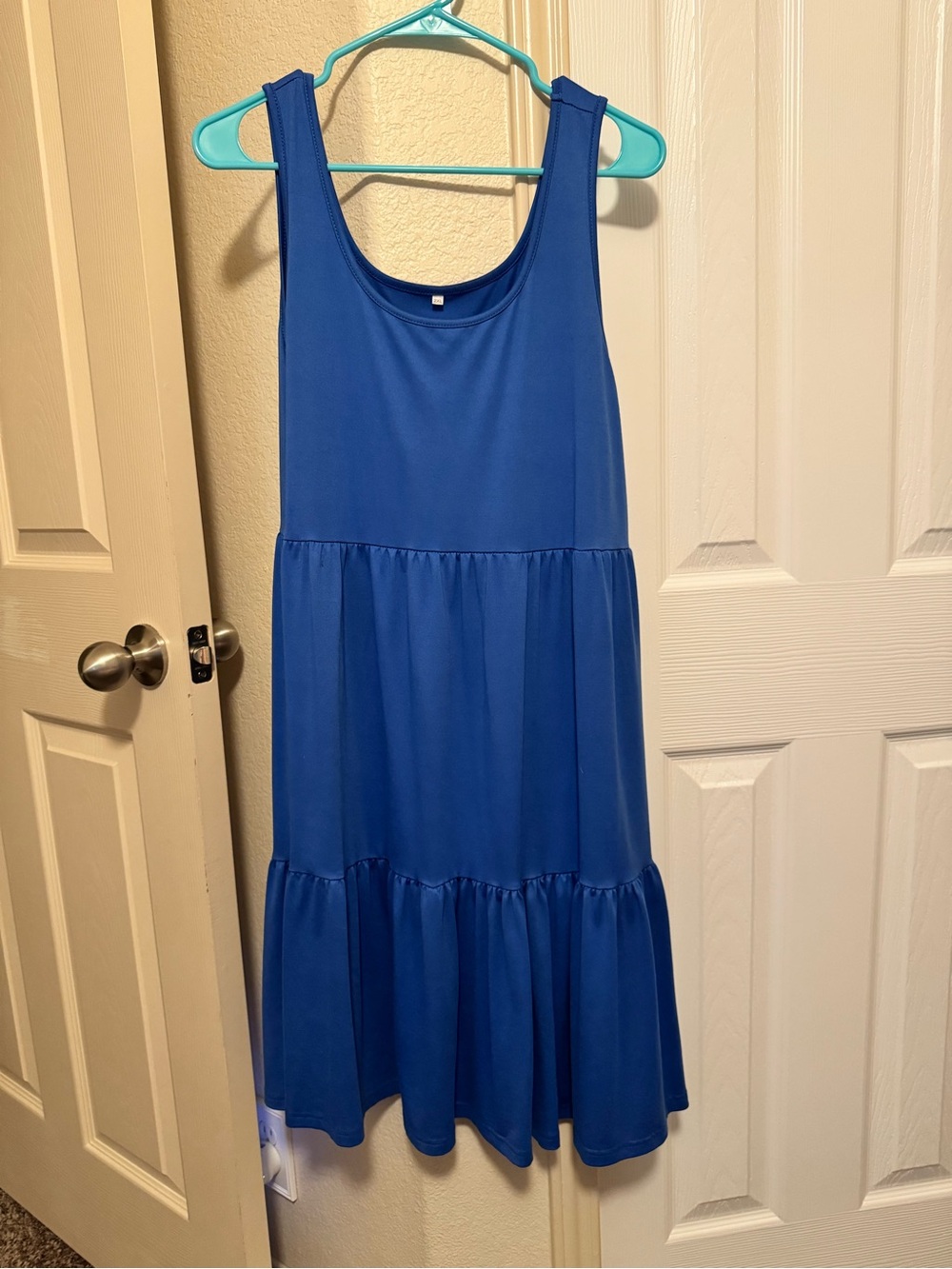 Blue Sleeveless Tiered Midi Dress